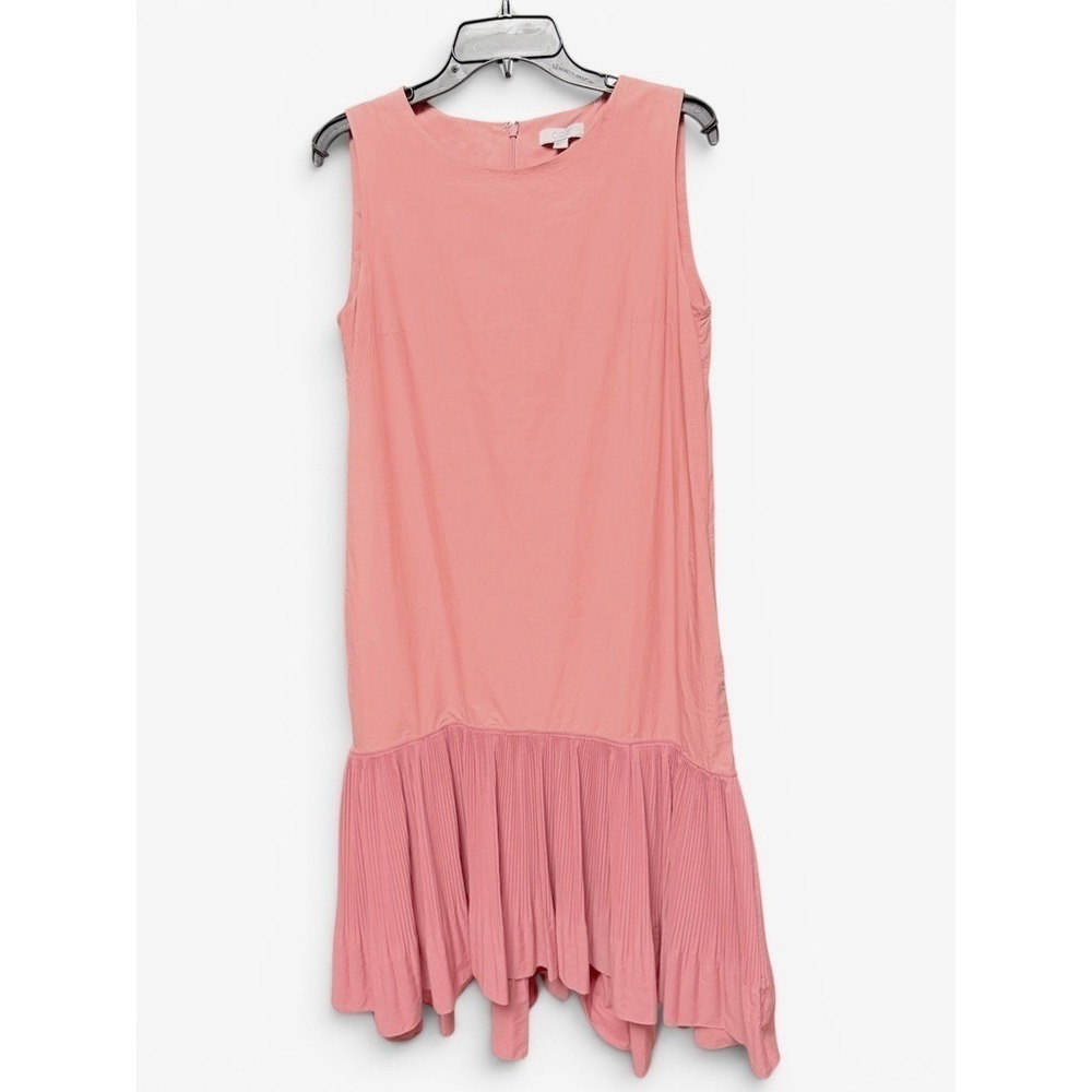 COS Dress Women 8 Muted Pink Pleated Ruffle Hem Midi High-Low Sleeveless Pockets - Picture 3 of 10